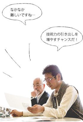 中塚社長とデザイナーの会議の写真